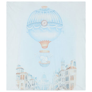 Baby Boys White & Blue Hot Air Balloon Blanket